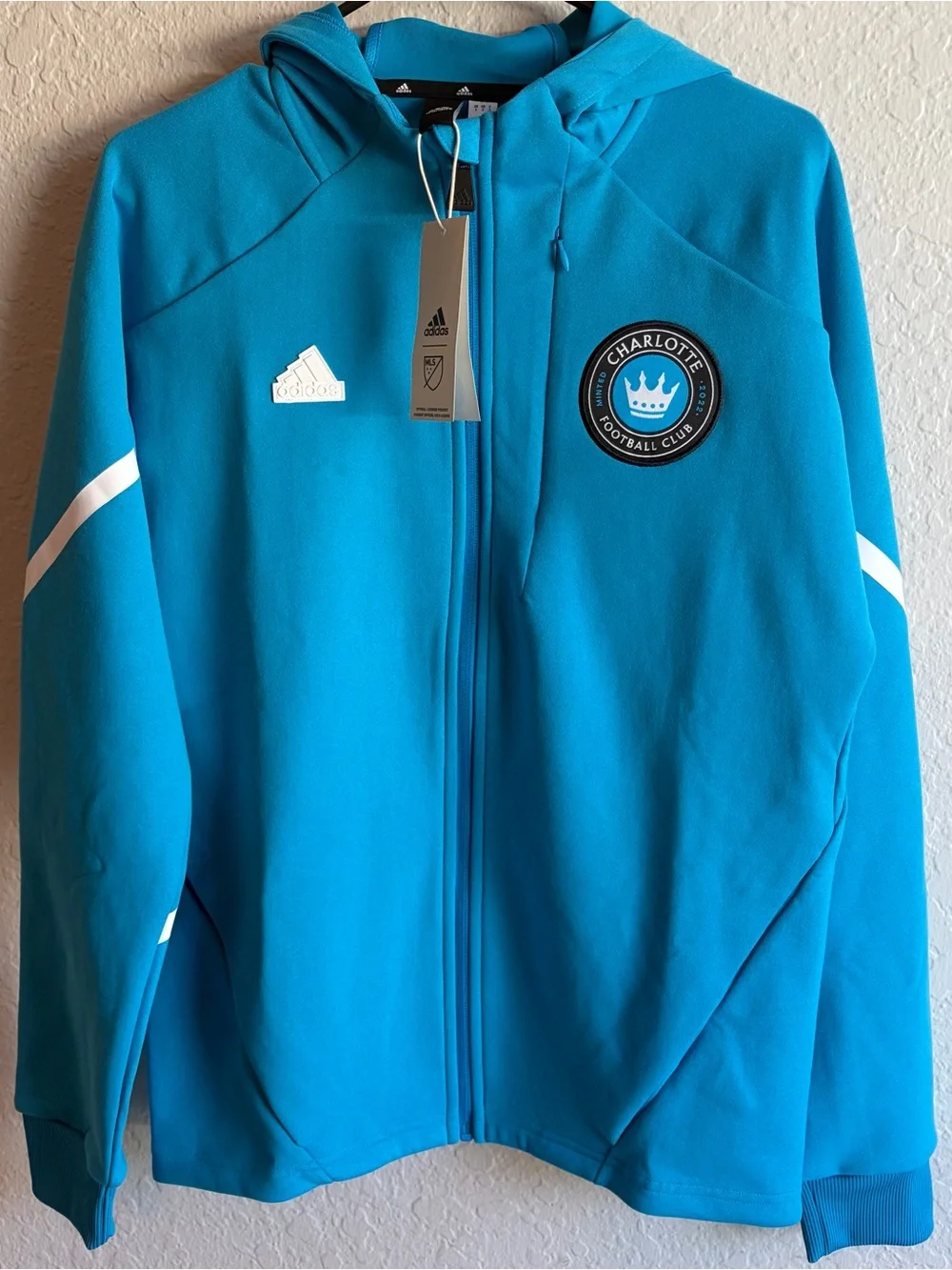 Charlotte FC adidas Anthem Travel Full Zip Hoodie Jacket - Mens’s Small MLS NWT